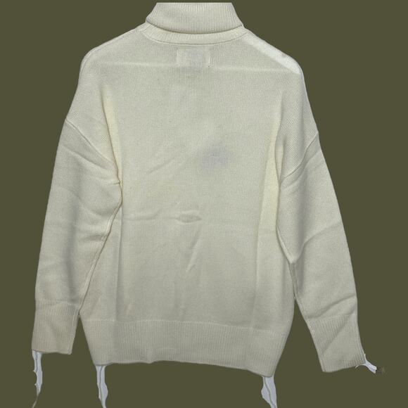 Sandrine Rose Wool Cashmere Blend Turtleneck Sweater Snow Women Medium NWT Braid - Picture 3 of 11